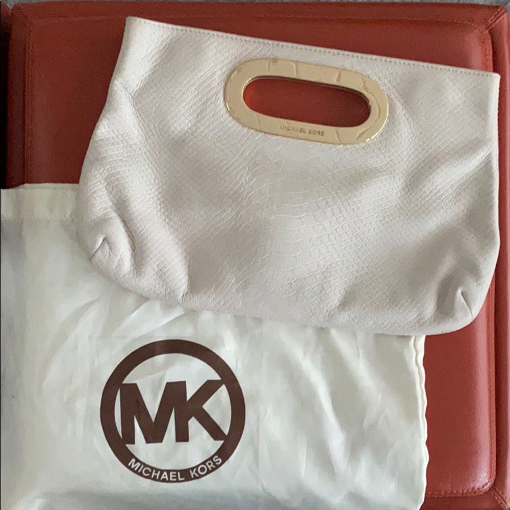 Michael Kors White/Gold clutch